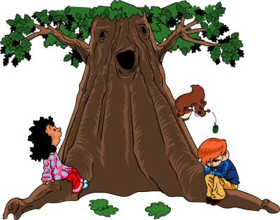 Træer og børn illustration 